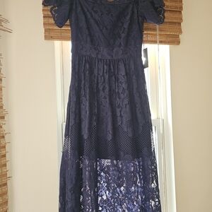 Vince Camuto Navy Lace Dress with Sheer Panels, SIZE 2, New W/tag